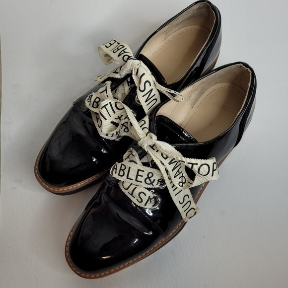 Zara Black Patten Leather Stack Shoes - Picture 7 of 15